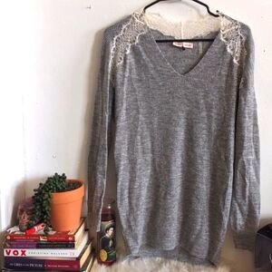 Rebecca Taylor Oversized Wool Alpaca Lace Tunic Sweater XS